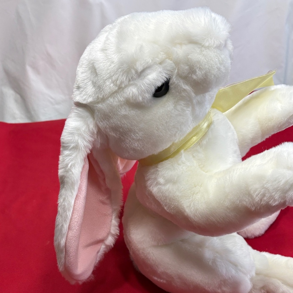 Commonwealth White Bunny With Yellow Ribbon Plush 16" - Picture 6 of 8